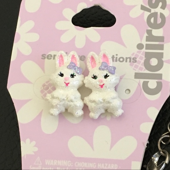 New Claire’s 2pc Easter Bunny Necklace & Earrings Set - Picture 2 of 7
